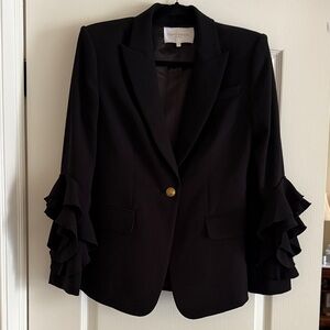 Ramy Brook Black Ruffle Sleeve Blazer